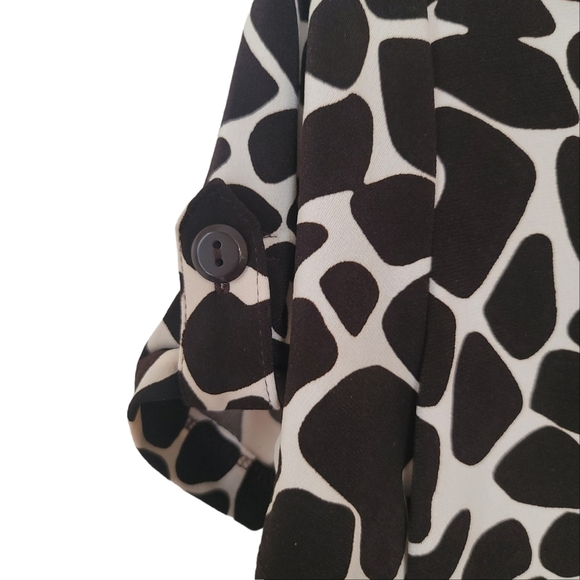 Enfocus Studio Midi Down Dress Brown And White Giraffe Print Dress US 16 - Picture 4 of 11